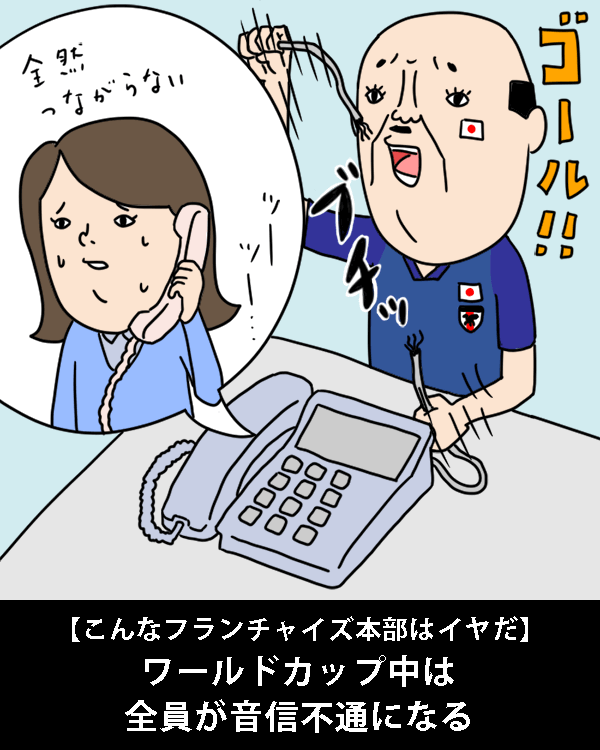  【こんなフランチャイズ本部はイヤだ】    ワールドカップ中は全員が音信不通になる    