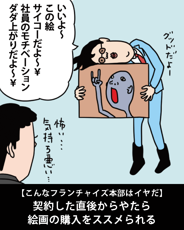  【こんなフランチャイズ本部はイヤだ】    契約した直後からやたら絵画の購入をススメられる   